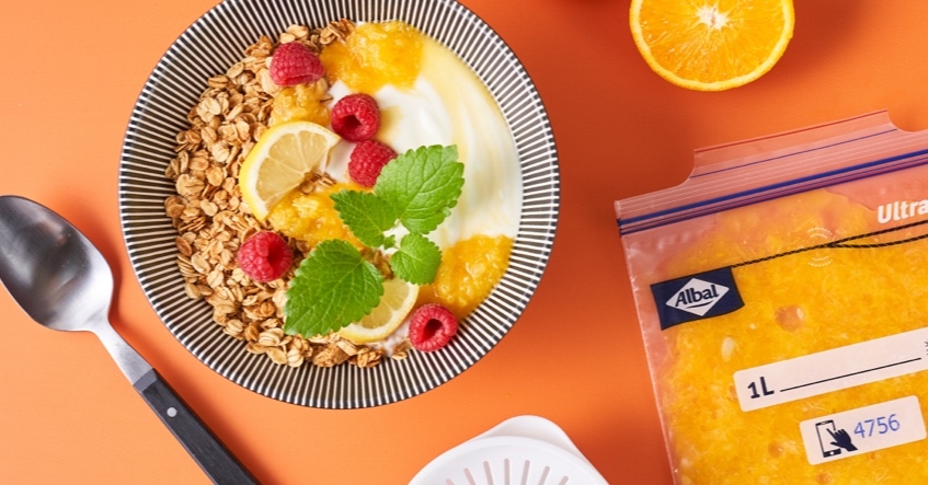 Conselhos Albal® O melhor topping para granola: sobras de polpa de fruta.